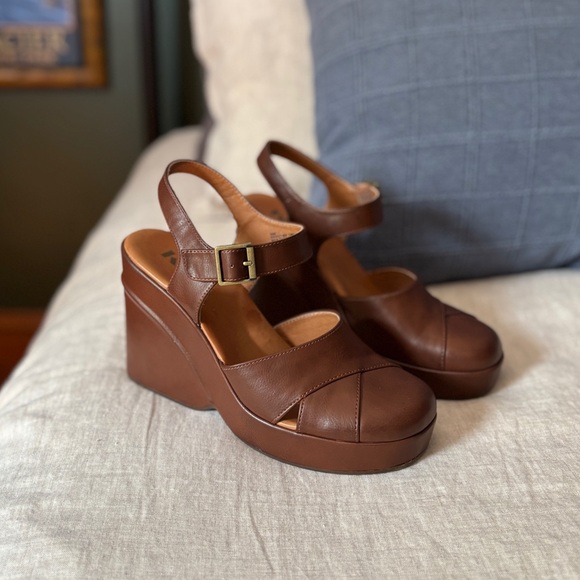 Korks Babette Wedge Platform Sandal in Brown Size 9 - Picture 1 of 11